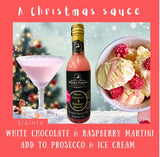 White Chocolate & Raspberry Martini boozy dessert sauce for grownups