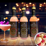Gift set of gin, whisky, rum dessert sauces